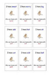 English Worksheet: Rhyme Class Loop Game