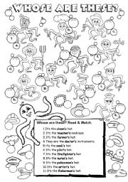 English Worksheet: Whose are these? (jobs series 4/4)