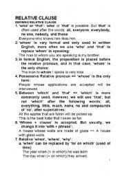 English Worksheet: Relative Clauses