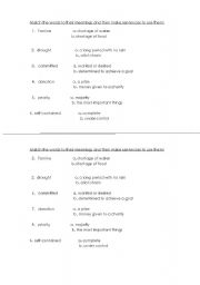 English worksheet: Definitions