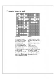 English Worksheet: crossword on food