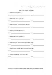 English worksheet: can cant