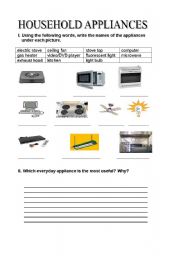English worksheet: Appliances