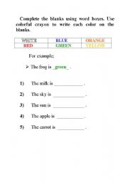 English worksheet: Colors and Objects