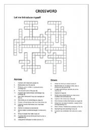 English Worksheet: CROSSWORD Let me introduce myself