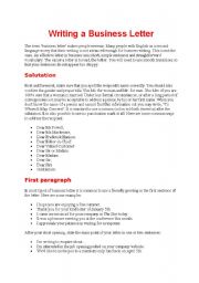 English Worksheet: Writing a Business Letter  stages and tips