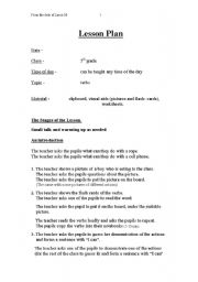 English worksheet: a lesson plan- actions