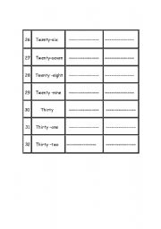 English worksheet:  coby the numbers 