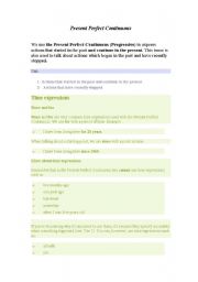 English worksheet: present perfect continuous