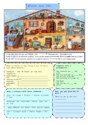 English Worksheet: Home - My house - there is, there are, some/any -