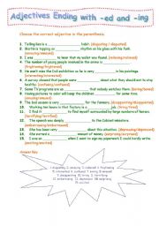 English Worksheet: Adjectives ending with -ing and -ed