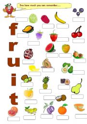 English Worksheet: FOOD 1 - FRUIT