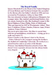 English Worksheet: The Royal Family