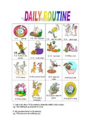Easter - The rabbit´s daily routine + Clock