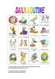 Easter - The rabbits daily routine + Clock