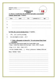 English Worksheet: writing test