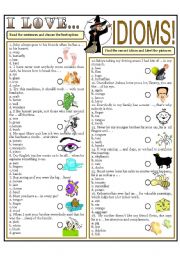 English Worksheet: I love ...IDIOMS