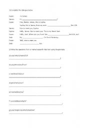 English worksheet: Greetings