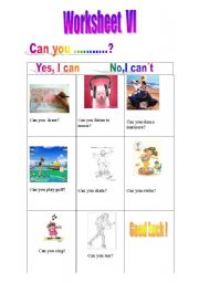 English worksheet: Can you...............?