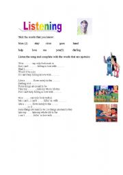 English worksheet: Listening and Complete a song