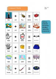 English Worksheet: Compound Words Part 1 of 2. 