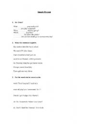 English Worksheet: simple present exercises