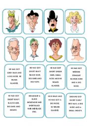 English Worksheet: Memory game faces description