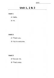 English Worksheet: In Class Dialogue I