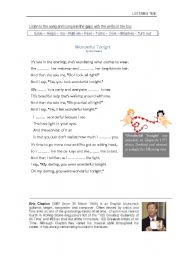 English Worksheet: Song: Wonderful tonight