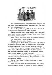 English Worksheet: HARRY THE ROBOT