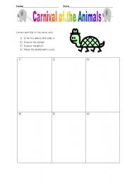 English worksheet: Carnival of the Animals Listening Activity