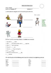 English Worksheet: singulars and plurals