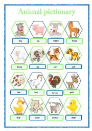 English Worksheet: ANIMAL PICTIONARY