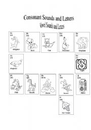 English worksheet: consonant sounds and letter 1