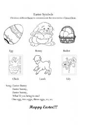 English Worksheet: Easter symbols and song