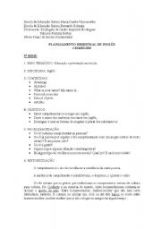 English Worksheet: Planejamento bimestral sobre Educao e preveno na escola