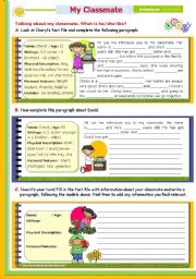 English Worksheet: Writing Series (4)  -  2nd 45-minute-class:  