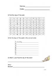 English Worksheet: Days of the week