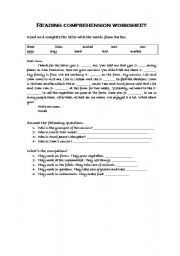 English worksheet: Reading comprehension