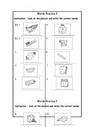 English worksheet: WORDS PRATICE 2