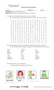 English worksheet: feelings and emotions