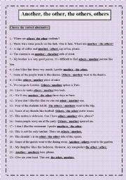 English Worksheet: ANOTHER, THE OTHER, THE OTHERS, OTHERS