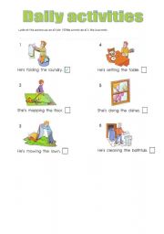 English worksheet: Daily activities