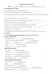 English worksheet: grammar practice