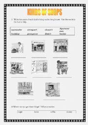 English Worksheet: kins of shops