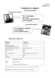 English worksheet: Describing people for low level