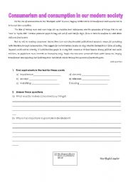 English Worksheet: Consumerism and consumption