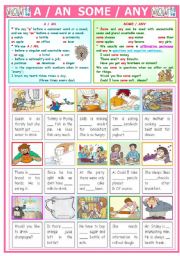 English Worksheet: A / AN  & SOME / ANY