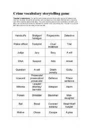 English Worksheet: Crime vocabulary storytelling game