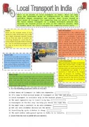 English Worksheet: Local Transport in India - READING ABOUT MEANS OF TRANSPORT